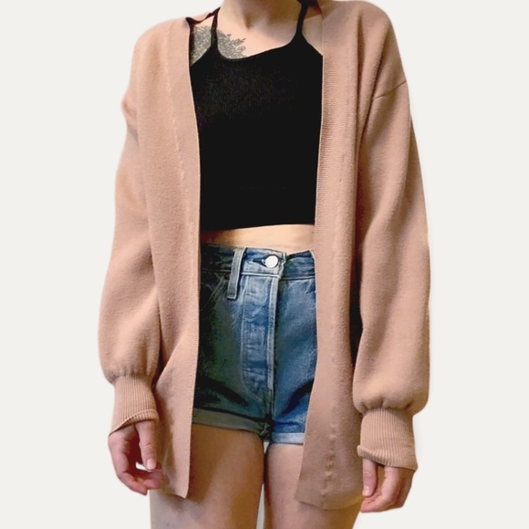 Simons Twik nude pink oversized open cardigan with pockets - Picture 3 of 8